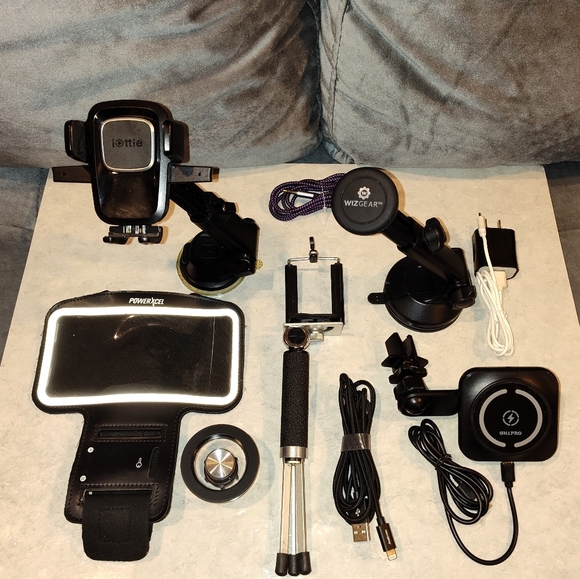 CELLPHONE ACCESSORIES BUNDLE CAR PHONE HOLDERS, TRI-POD, ARM BAND & OHL CHARGER - Picture 14 of 16
